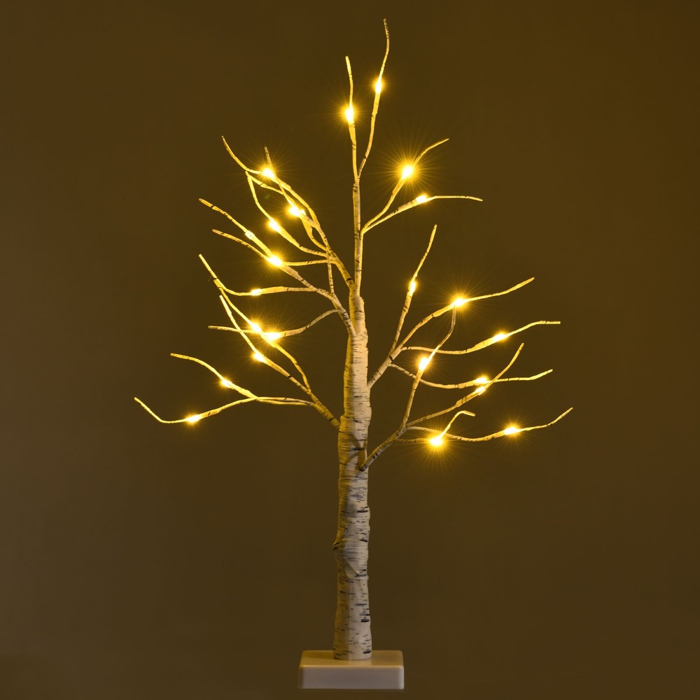 2ft Pre-lit White Twig Birch Tree Battery Powered for Christmas