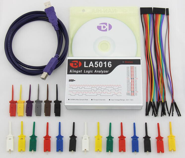 LA5016 USB Logic Analyzer 500M max sample 16 Channels 10B samples PWM Output