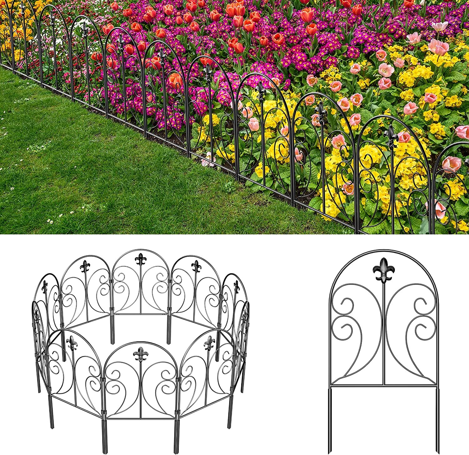 10Pack Decorative Garden Fence Border Rustproof Animal Barrier 24in(H) x 10ft(L)