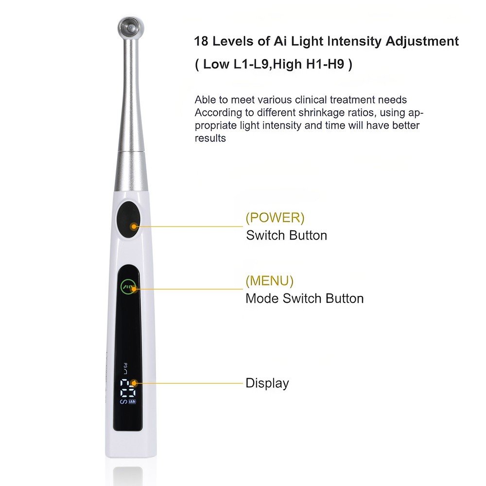 Dental LED Light Cure Lamp Cordless 1 Second Fast Curing Light 4 Modes