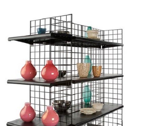 Display Grid Rack 4 Panel Rolling Retail Wall Store Craft Show Art Casters Stand