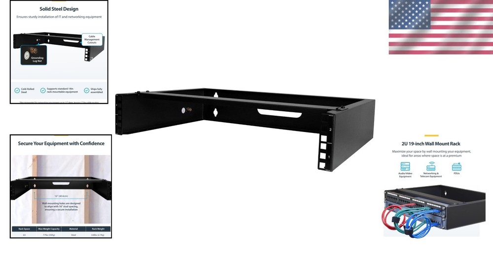 Durable 2U Wall Mount Network Rack - Easy Install with Patch Panel Bracket