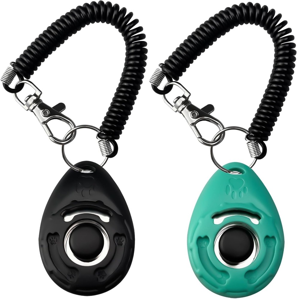 ABSONE Pet Training Clicker w/ Strap 2 Pack Black Green