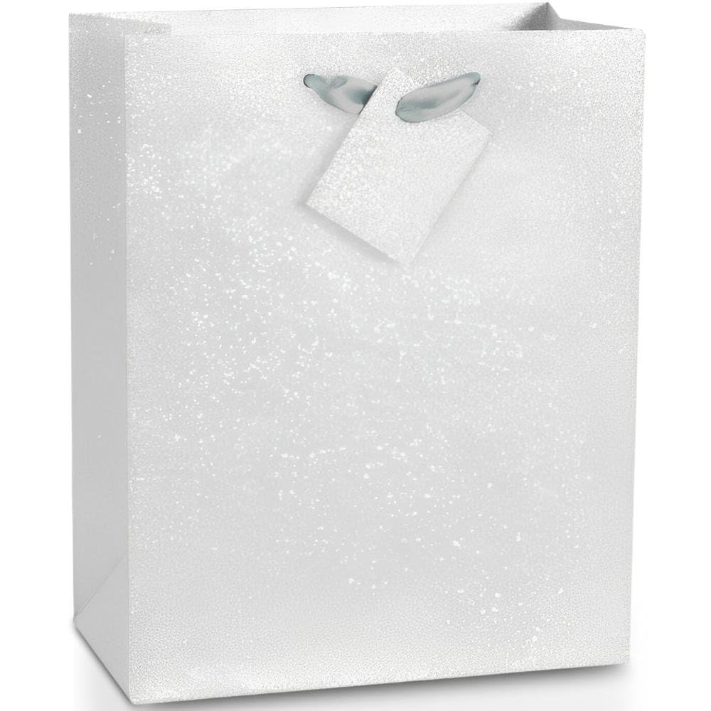 Unique Glittery Silver Paper Gift Bag | 7" x 10" | Medium | 1 Pc