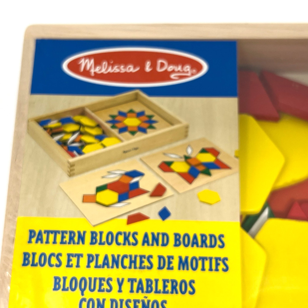 Melissa & Doug Pattern Blocks and Boards with 120 Multi-Colored Wooden Shape New
