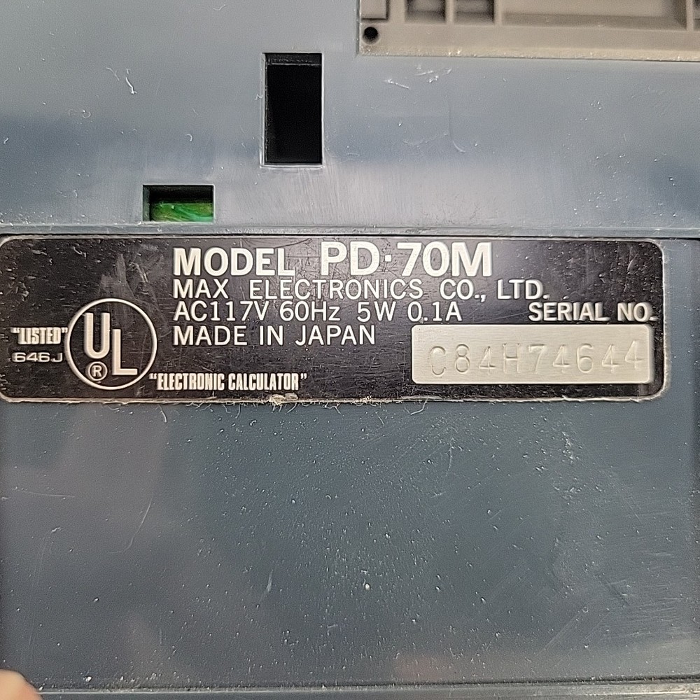 Max Pd-70m Adding Machine, For Parts or Repair.
