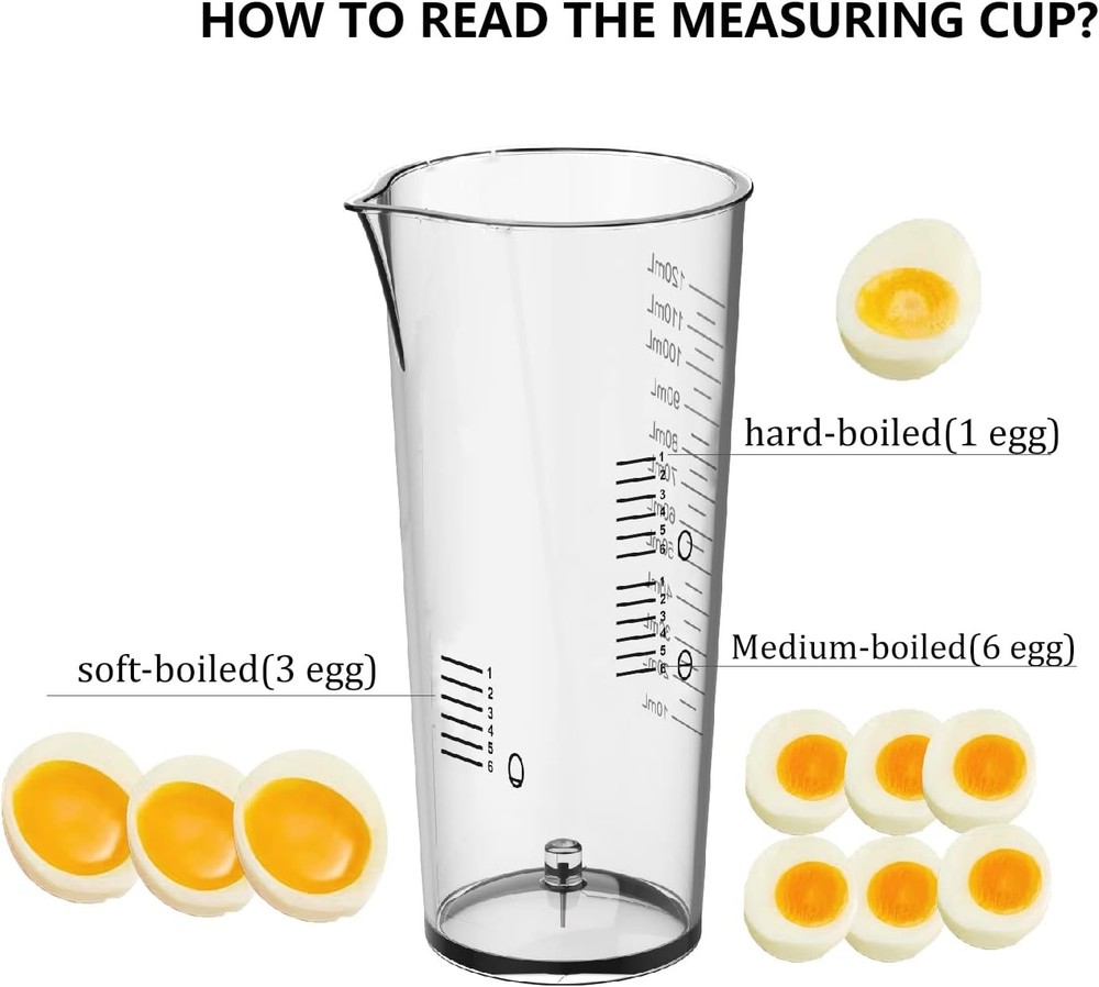 Evoloop Rapid Egg Cooker Electric 6 Eggs Capacity, Soft, Medium, Hard Sliver