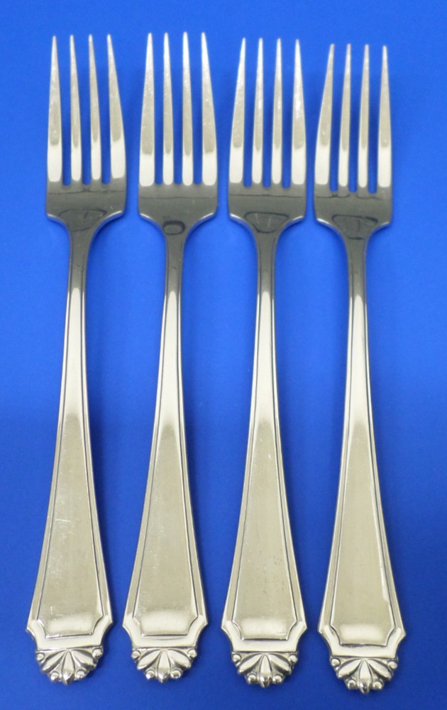 4 - Oneida HENLEY Glossy Cube Mark Stainless Flatware 8 1/4" DINNER FORKS