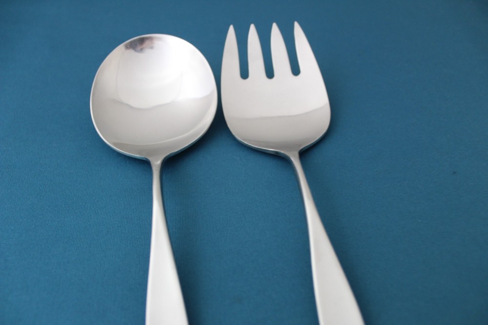 Lauffer DESIGN 2 Serving (2pc Set) Spoon / Meat Fork Satin Germany 7 3/4