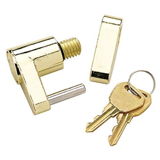 Boat Trailer Hitch Coupler Lock with 2 Matching Keys, Solid Brass