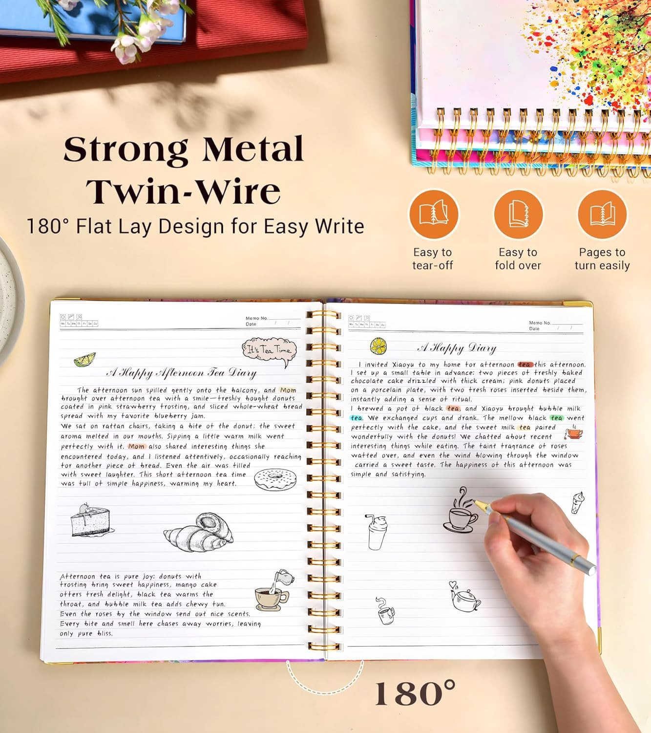 Lined Spiral Notebook Journal for Women, 150 Pages Cute Notebooks 5.75” X 8.38”,