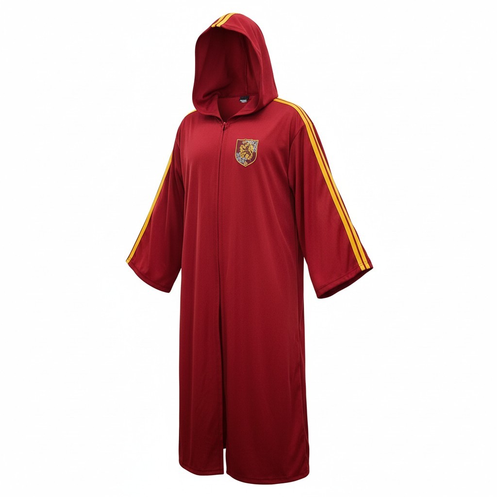 Harry Potter Gryffindor Robe Scarf and Tie Adult One Size Red Robe With Hood