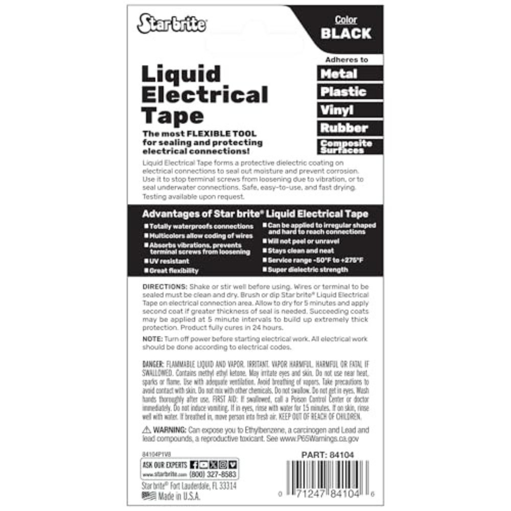 Liquid Electrical Tape with Applicator Brush Cap Black4 OZ. (084104B)
