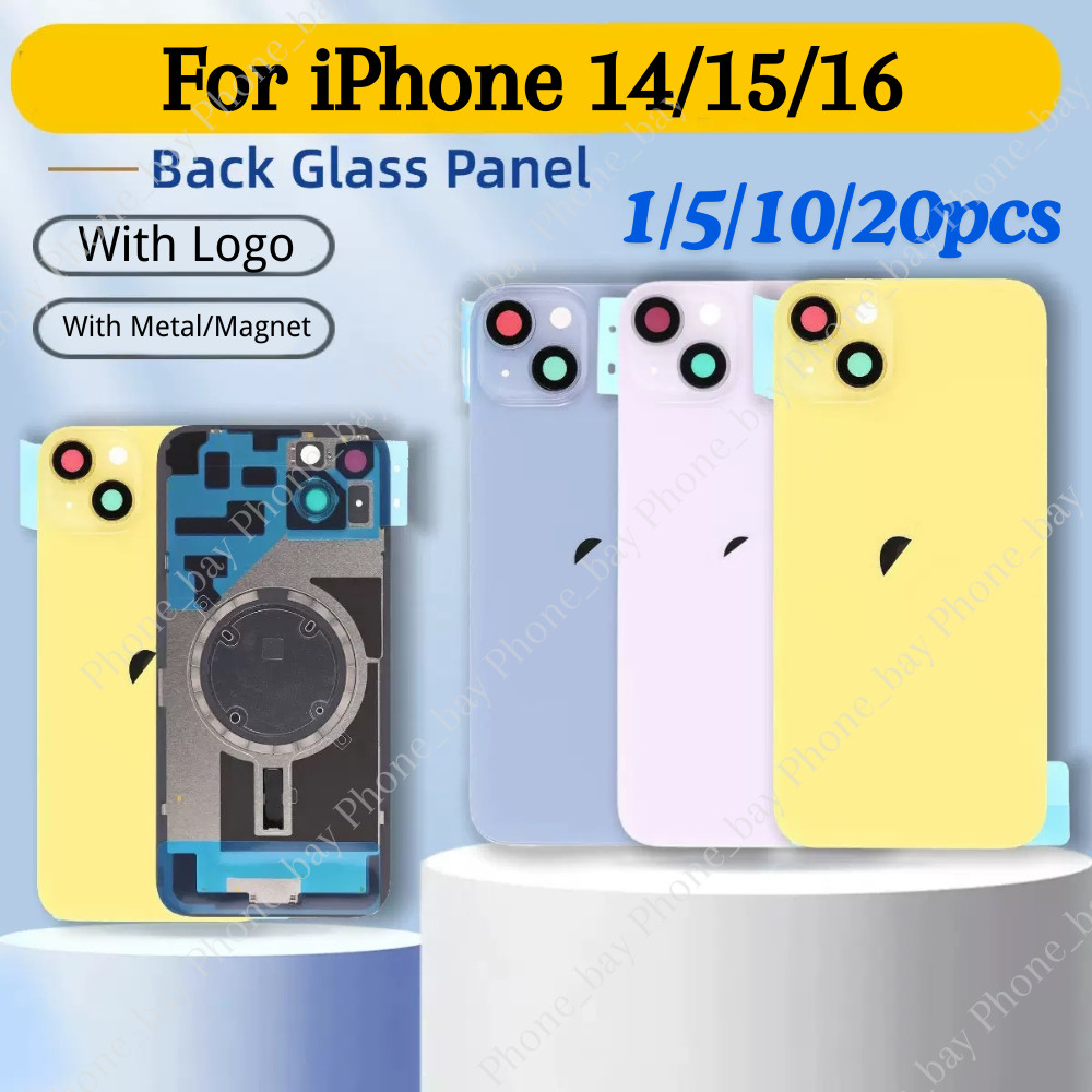 For iPhone14 15 16 16e 17 Back Glass Replacement Big Hole Rear Cover Metal Lot