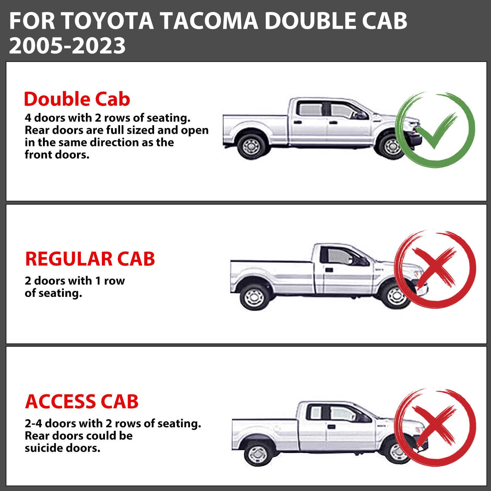 For Toyota Tacoma Double Cab 05-23 Luggage Carrier Roof Rack Crossbar Side Rails