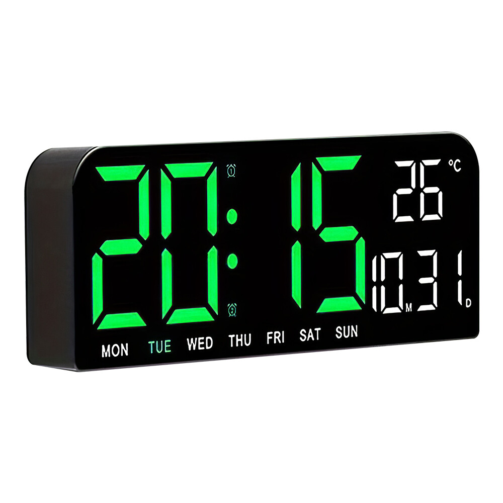 10" Digital LED Desk Alarm Clock Large LCD Display Wall Clock Temperature Date