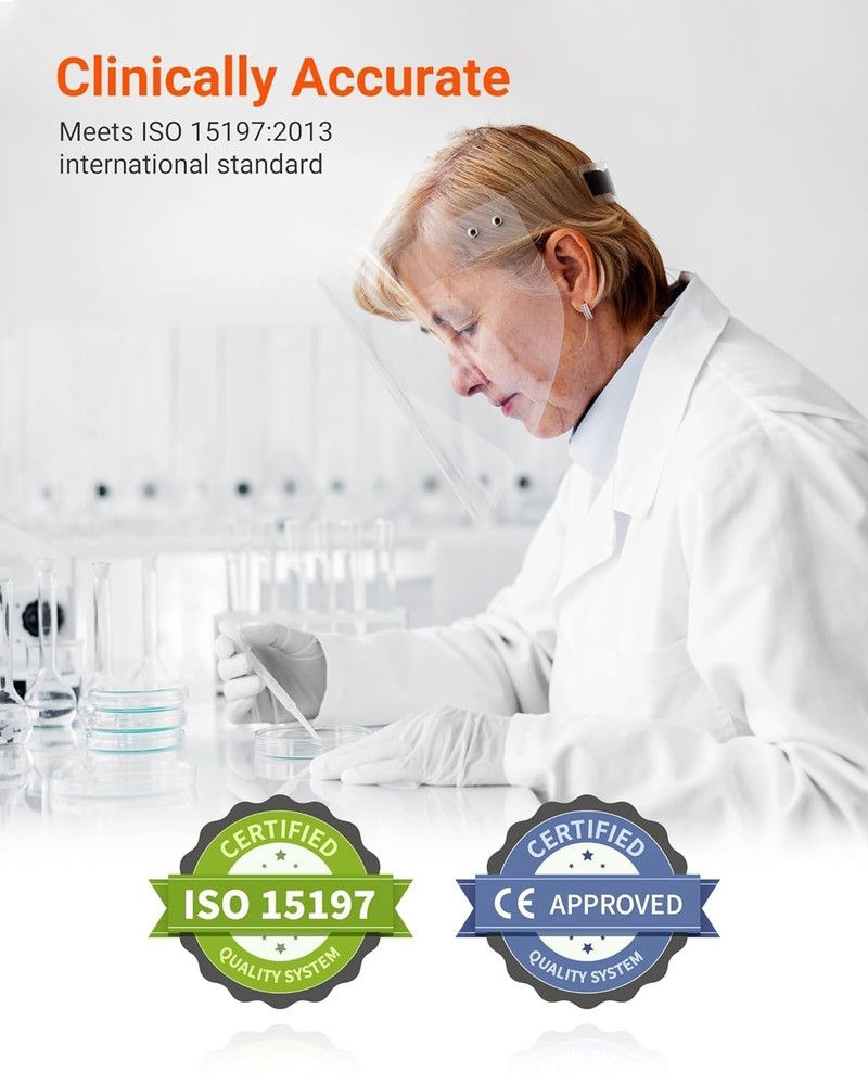 Glucose Meter Kit: 100 Strips, 100 Lancets, No Coding, 5s Results, 500 Memory