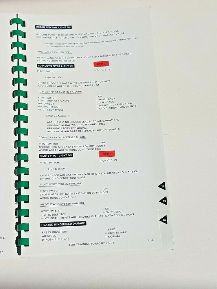 Falcon 20 Flight Safety Abnormal and Emergency Checklist
