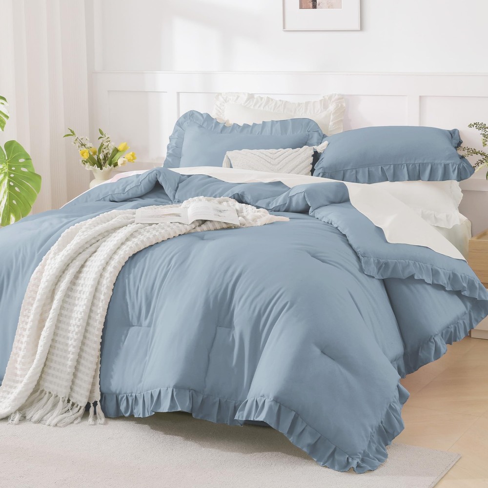Andency Grayish Blue Full Size Comforter (79"x90"),
