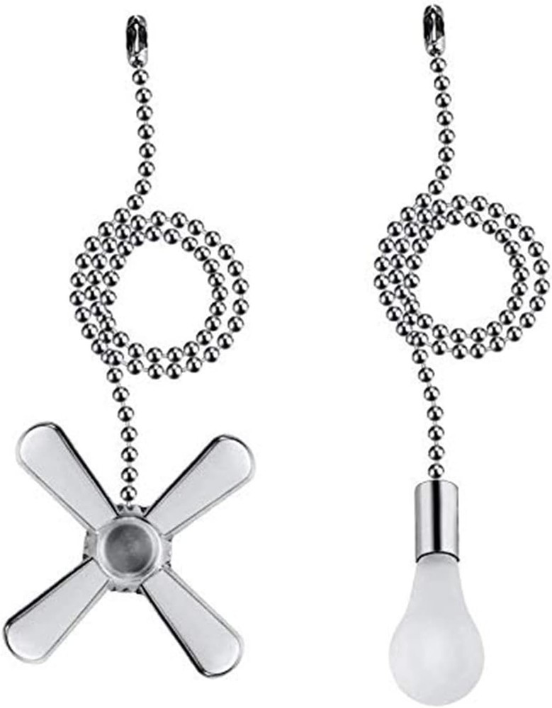 Stylish Nickel Beaded Ball Ceiling Fan Pull Chains - 2pcs, Perfect Replacement