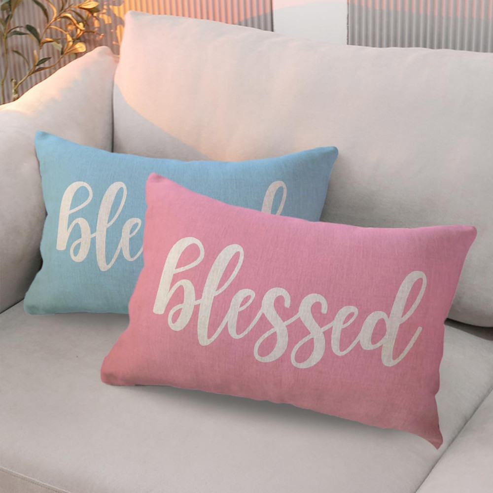 Blessed Lumbar Throw Pillow Covers Farmhouse Rustic Decorative Rectangular/Waist