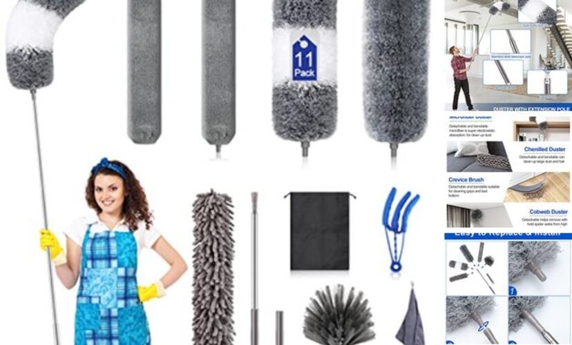 Microfiber Duster Kit (11PCS) - Washable Dusters with Extension Pole (30 to