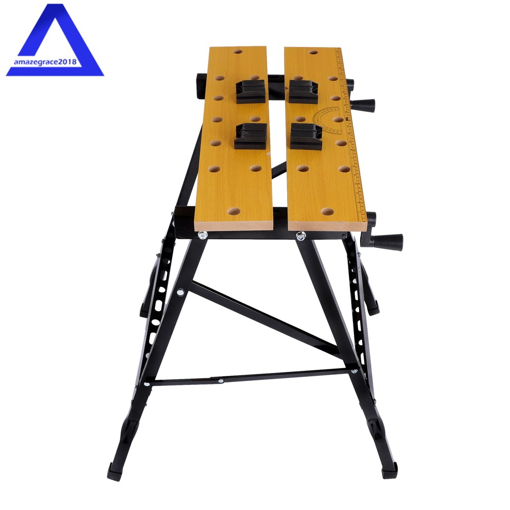 220lbs Folding Workbench,Vise Garage Steel Work Table Workshop Tool Storage