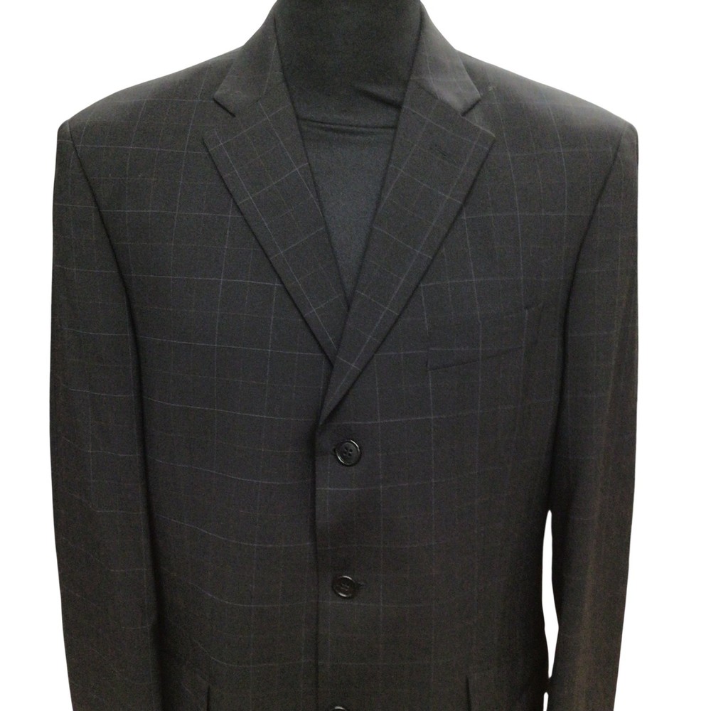 Marks & Spencer Wool Blend Check Suit Jacket Black 40M