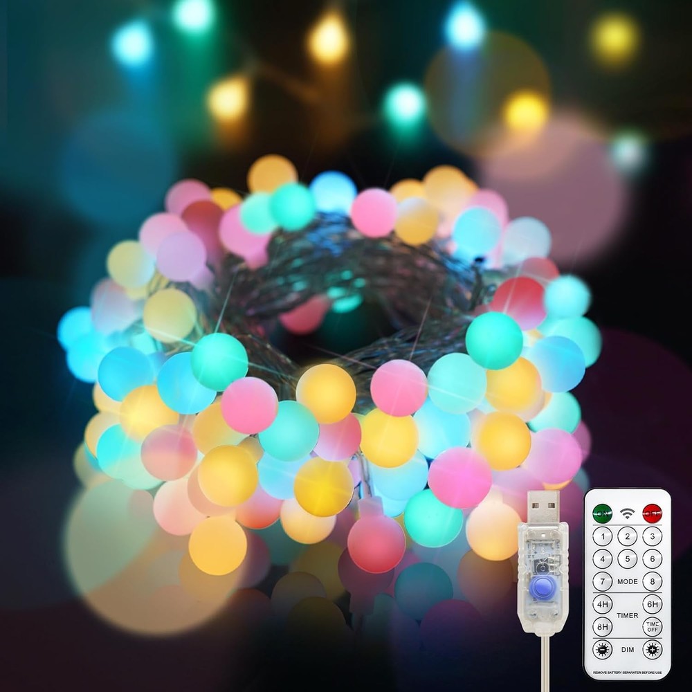 Easter Lights Plug in, 100 Led USB Pastel String Lights with Timer,