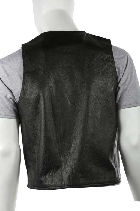 Mens Plain Black Leather Vest