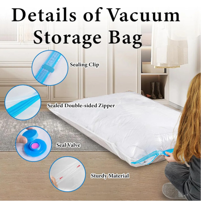 5 Jumbo Vacuum Storage Bags Travel Space Saver Organizer