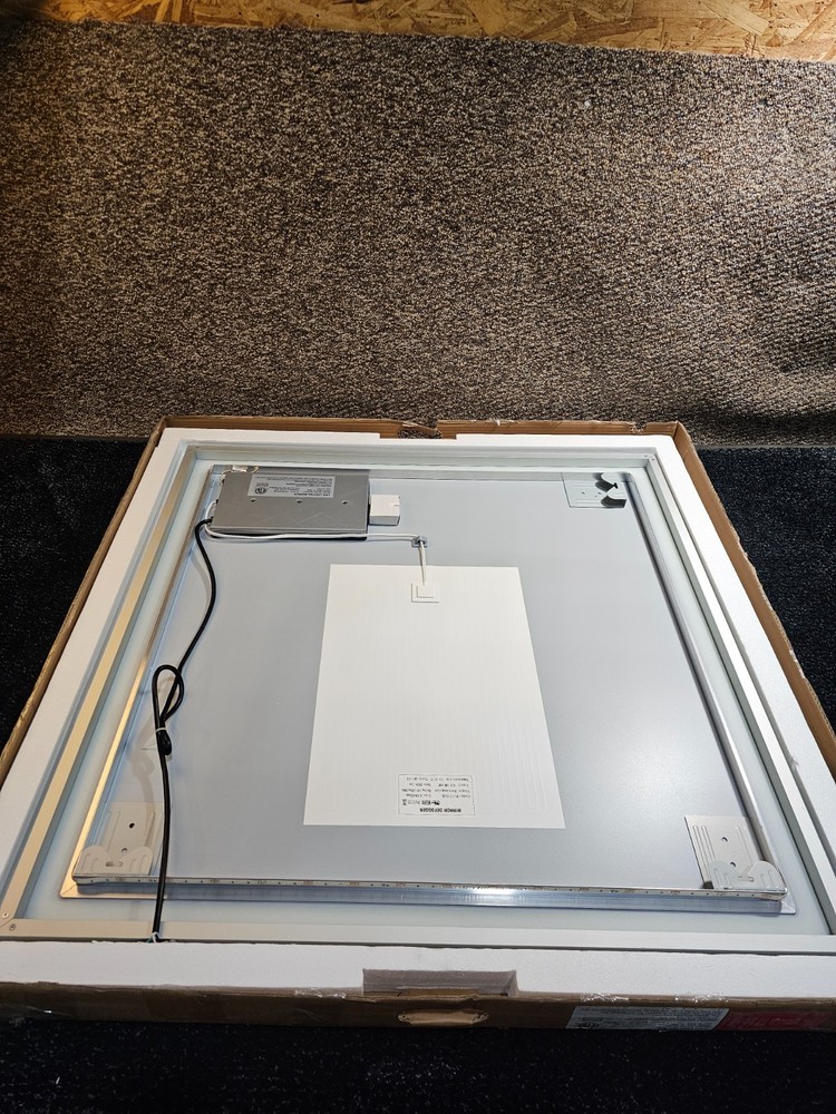 Round Corner Rectangular Frameless 36" W x 36" H Wall Mount LED Bathroom Mirror