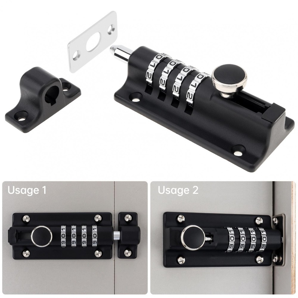 1x Combination Bolt Lock 4 Digit Pin Code Home Door Combination Slide Latch Lock