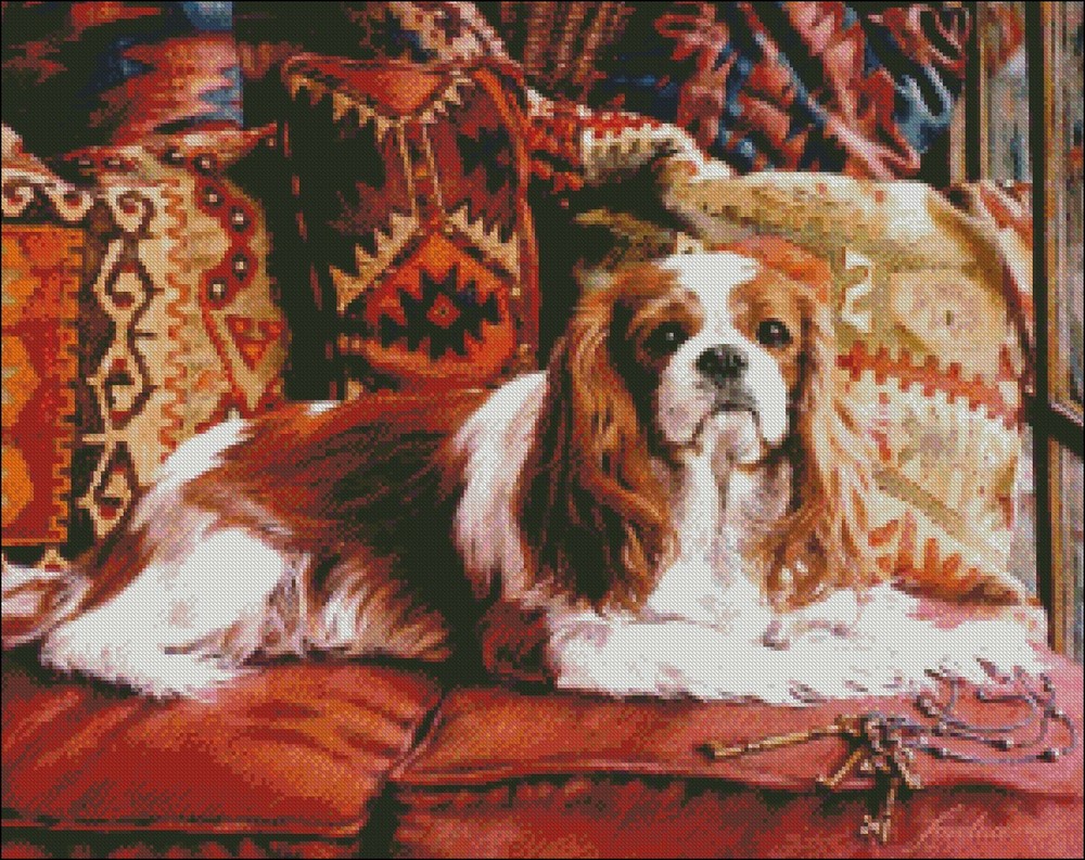 Cavalier with Keys- Chart Needlework Crafts DIY Counted Cross Stitch Pattern