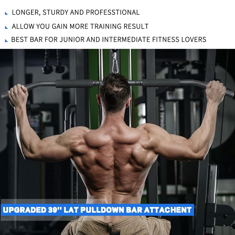 39.4" LAT Pulldown Bar with Swivel for Cable Machine Non-Slip Attachment