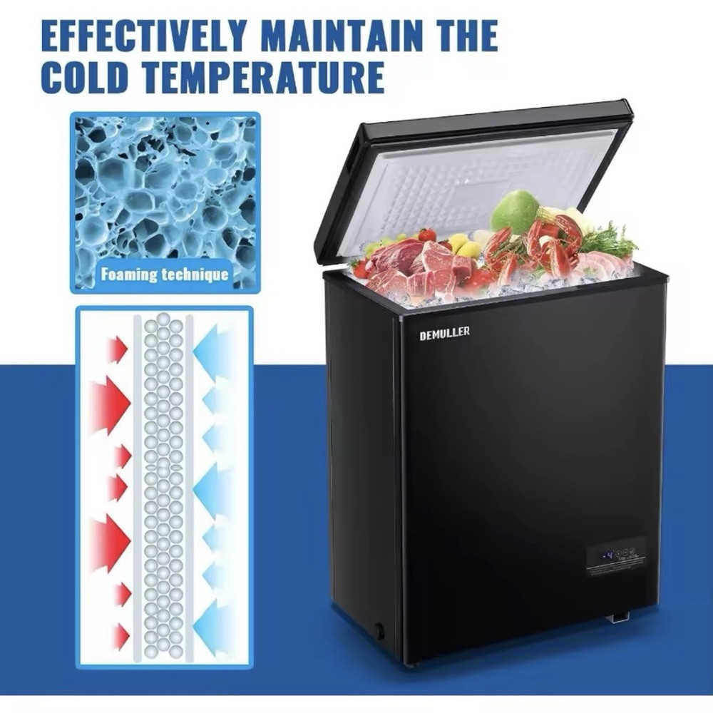 63L Mini Deep Freezer With Electronic Temperature Control Panel - Black