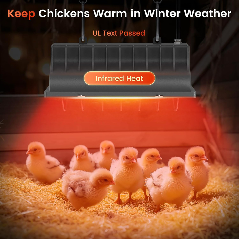 250W Brooder Heater for 30 Chicks, Chicken Coop Heating Lamp Brooder