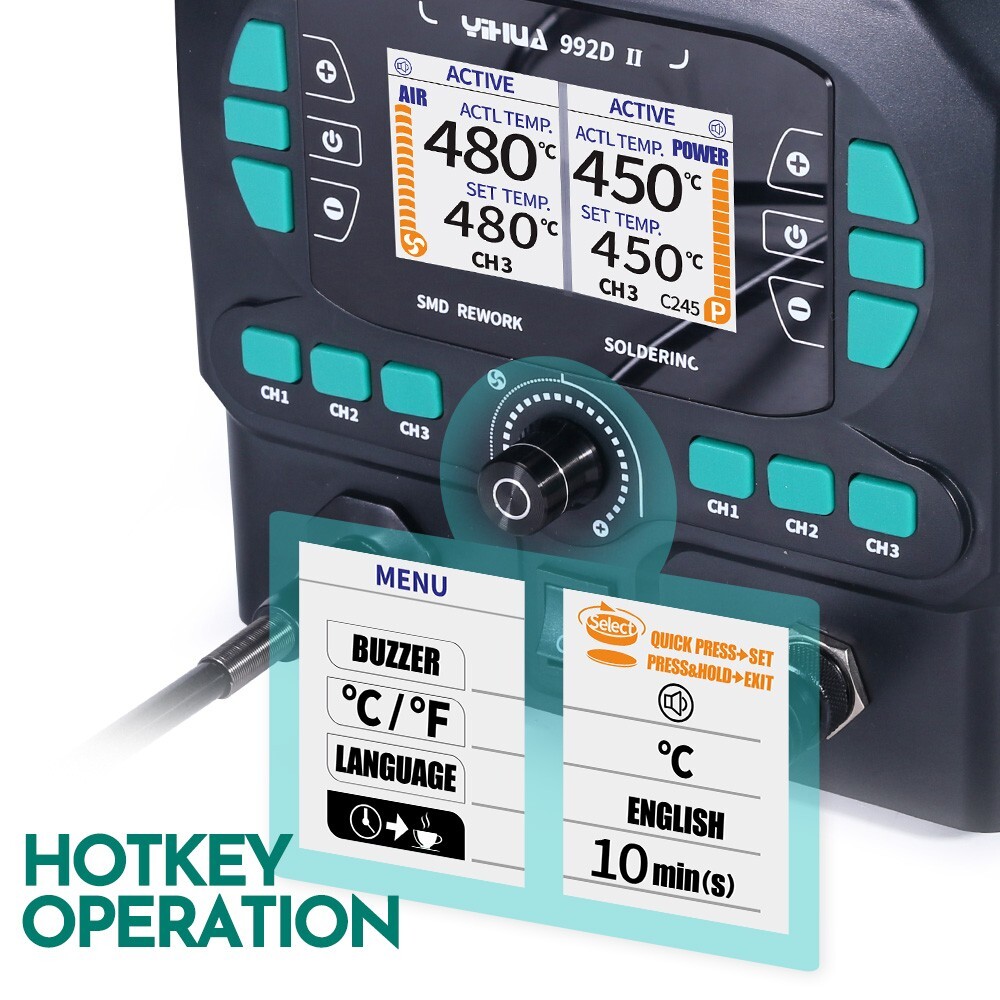 YIHUA 992D-II Hot Air Rework Station for Microscope Soldering Electronic Repair