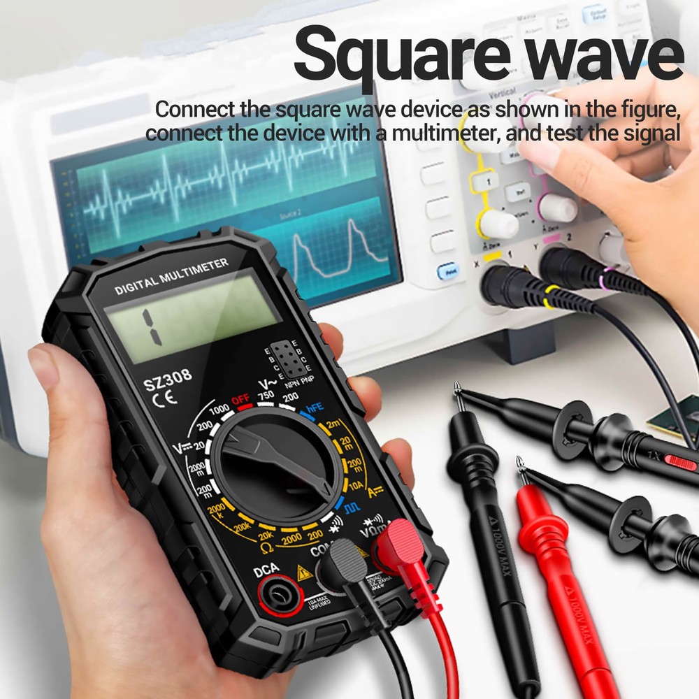 Multimeter for Voltage Current Resistance Diode Transistor Square Wave Output