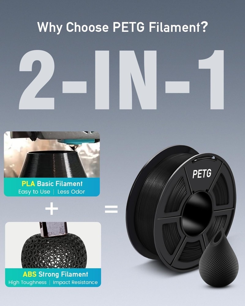 3D Printer Filament PETG Filament 1.75mm, Less Stringing Good Layer Adhesion ...