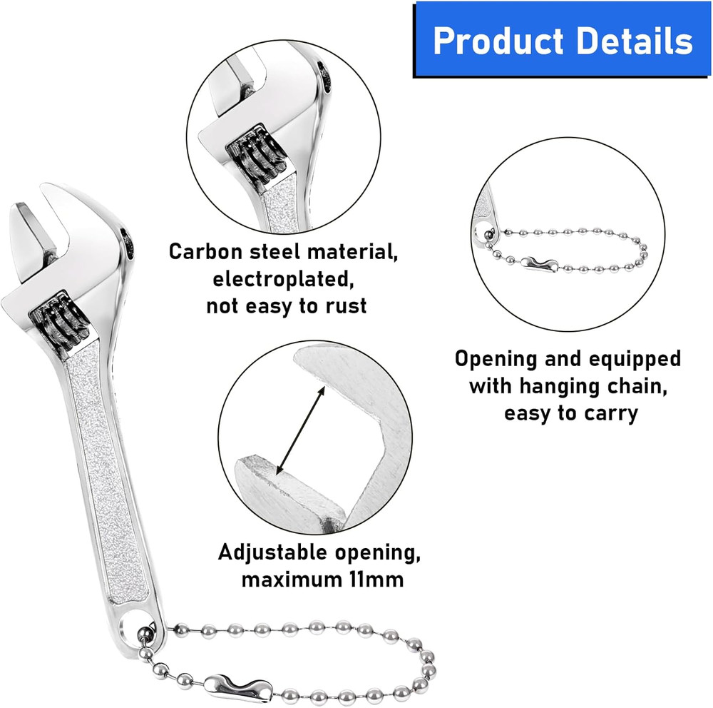 3 Pcs 2.5'' Adjustable Spanner Mini Nut Wrench, Tiny Wrench Small CrescentWre...