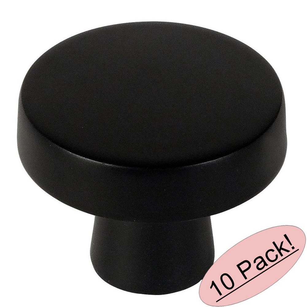 *10 Pack* Cosmas Cabinet Hardware Flat Black Contemporary Round Knobs #5234FB