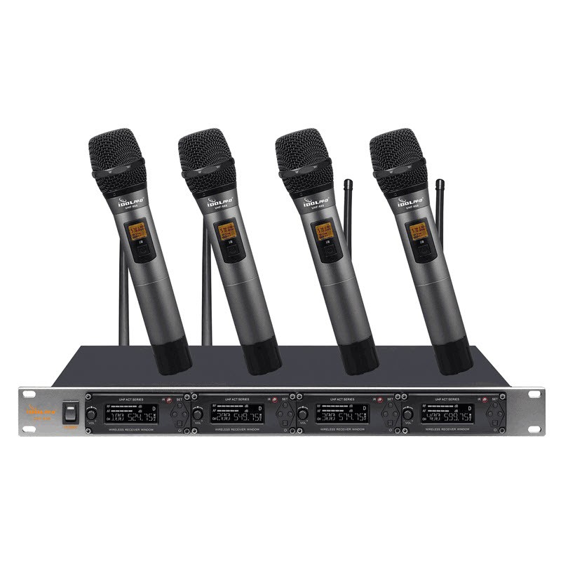 IDOLpro UHF-668 Professional 4 Channel w/ 4 Wireless Handheld Mics