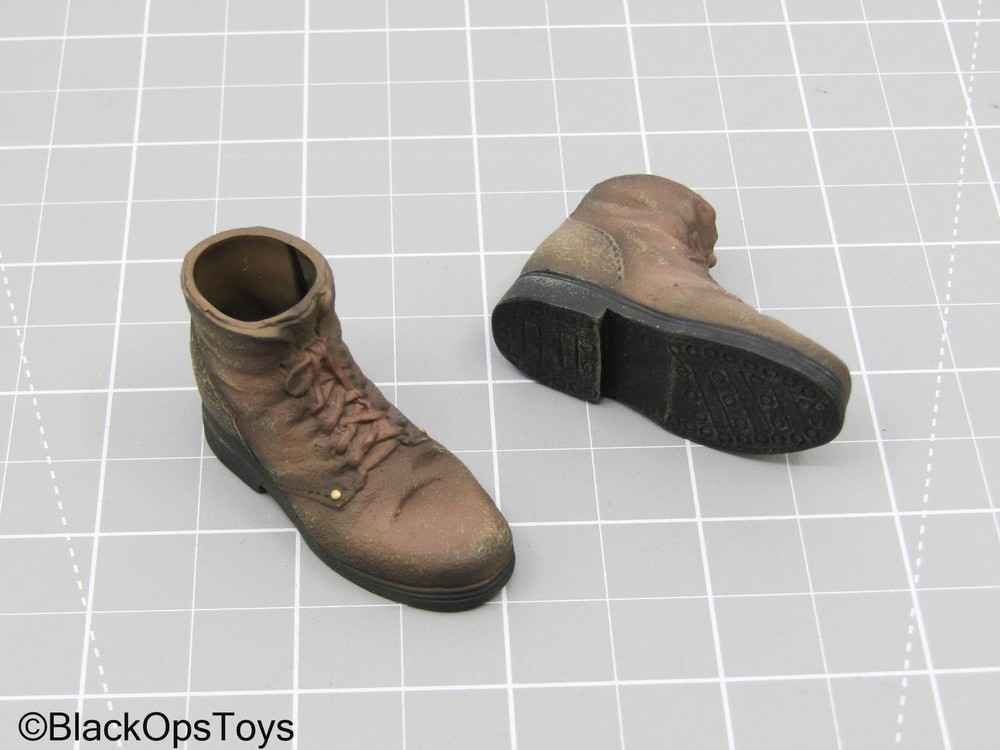 Bam 1/6 Scale Brown Work Boots (Foot Type)