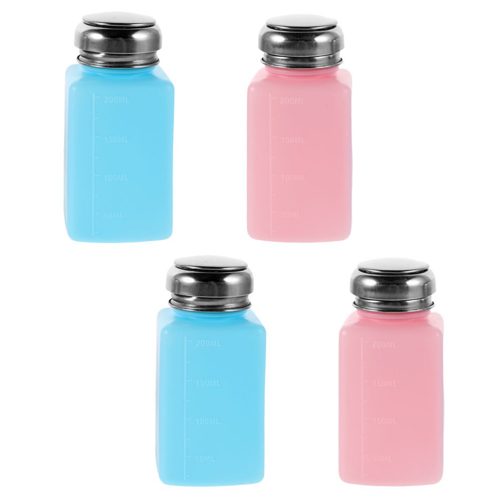 4 Pcs Push down Liquid Pump Bottle Alcohol Dispenser Empty Bottles