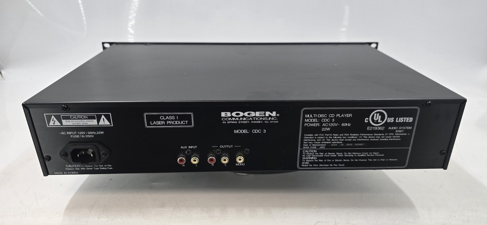 Bogen CDC 3 Three Disc Compact Disc Rack Mount CD Player - TESTED - EB-18809