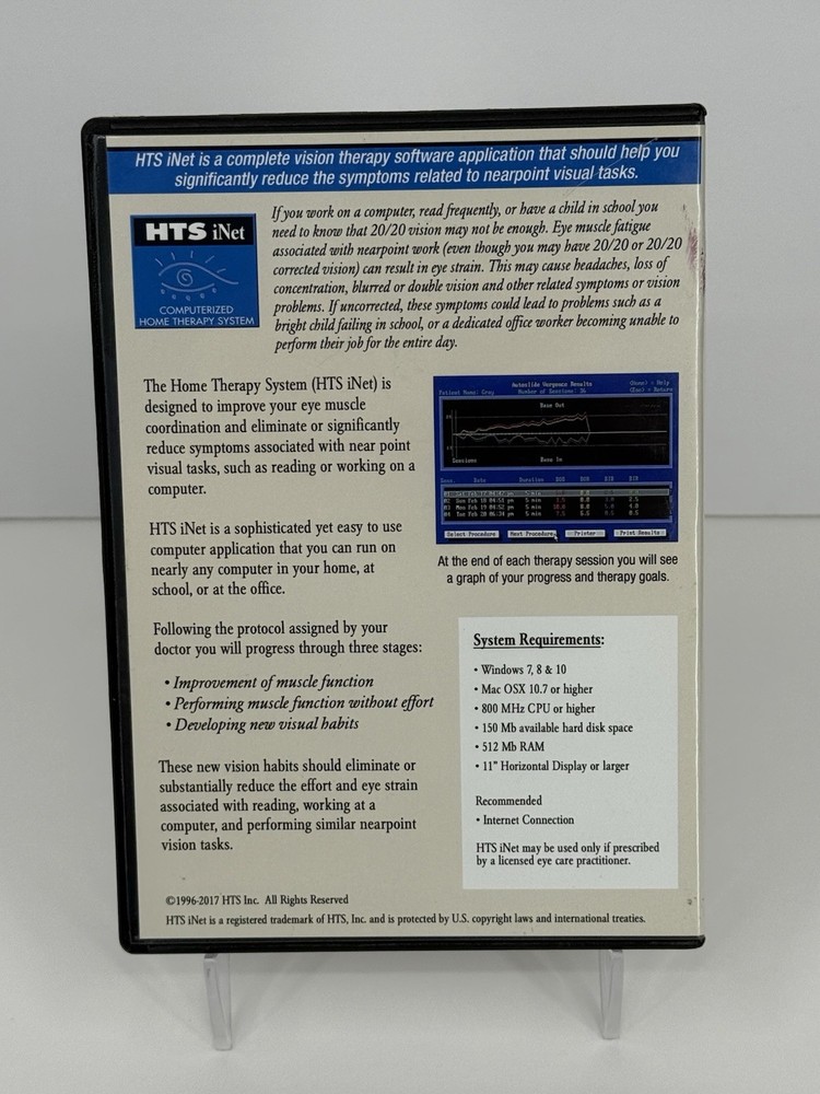HTS iNet Computerized Home Vision Therapy CD-ROM Eye Strain Exercises