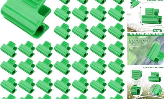 40Pcs Greenhouse Clamps, Plastic Film Grow Row Cover Netting Tunnel Hoop Clip
