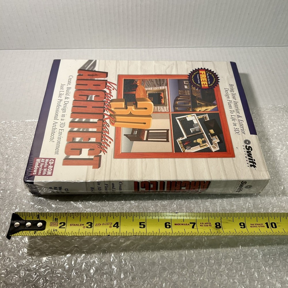 Vtg PC Software 3D Virtual Reality Architect CD Rom NOS Windows Swift Big Box