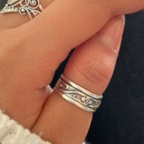 Solid 925 Sterling Silver Spinner Ring Thumb Wedding Handmade Ring All Size